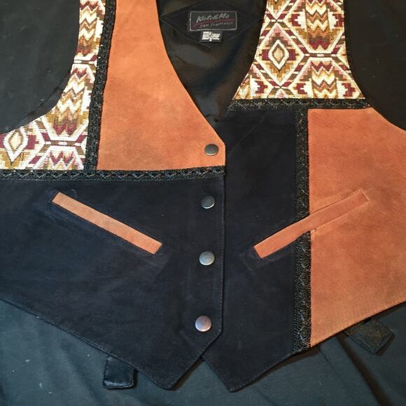 Katch Me BoHo Cowboy Retro NWT Suede Leather Western Ranch Rancher Vest S H - Picture 6 of 8